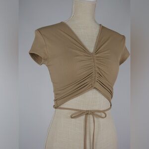 H&M Tan crop center cinch top